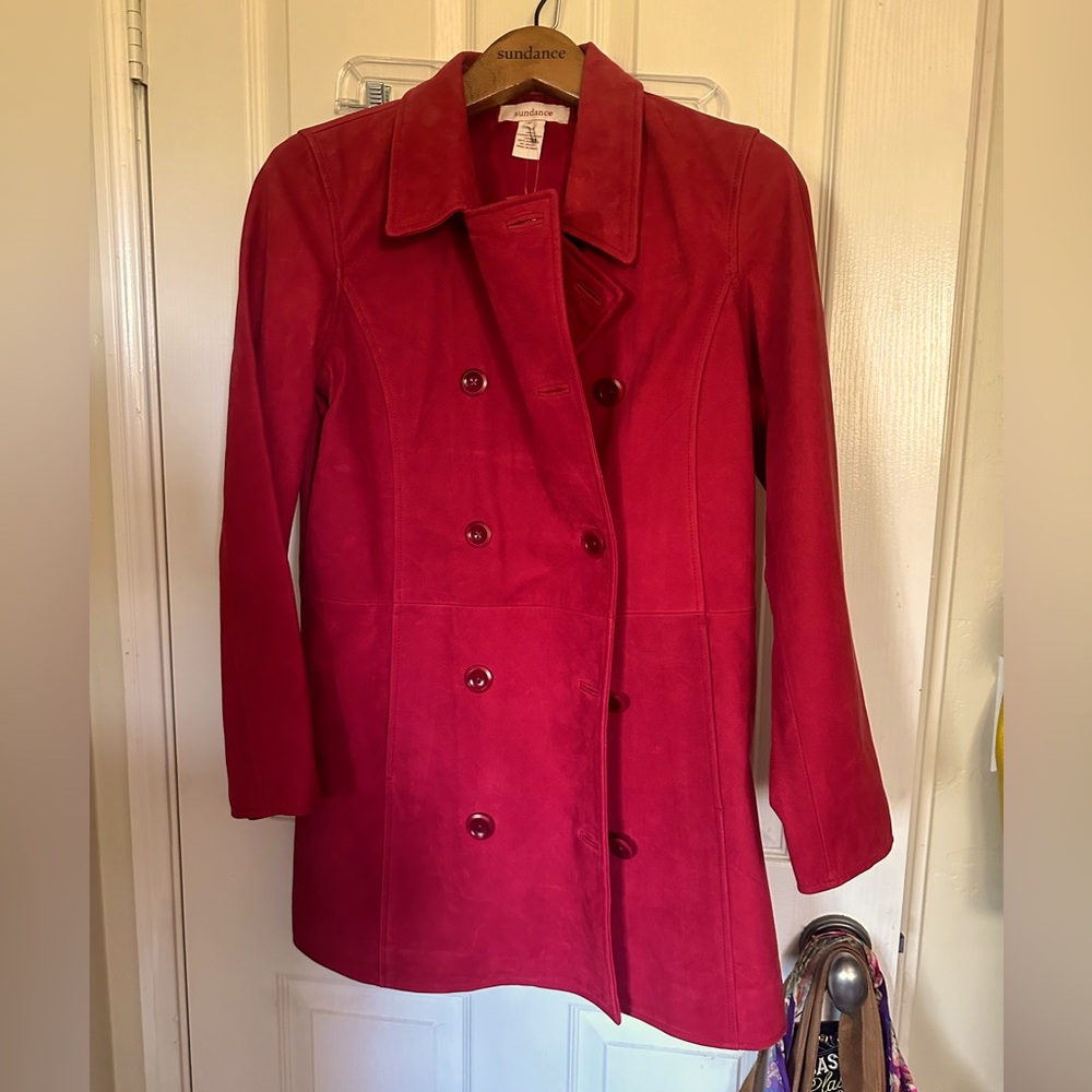 Sundance NWT red leather jacket Small